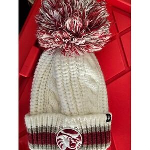 47 Brand Womens Flagler Knit Beanie Pom Pom Team Logo White Red Gray OSFA